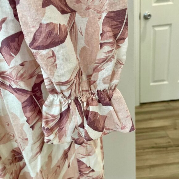 HOUSE OF HARLOW 1960 MAXI DRESS BY REVOLVE PALM TREE LEAVES MOCCA/TAN Sz M CHIC - Picture 5 of 15